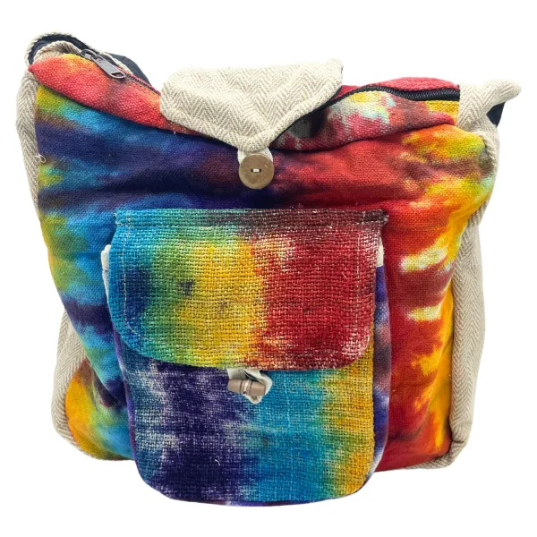 Tie Dye Konopná Studentská Taška s Přední Kapsou