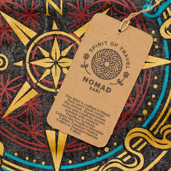 Nomad Sari Stonewash Bavlněné Tričko - Kompas Života - Antracitová - XL