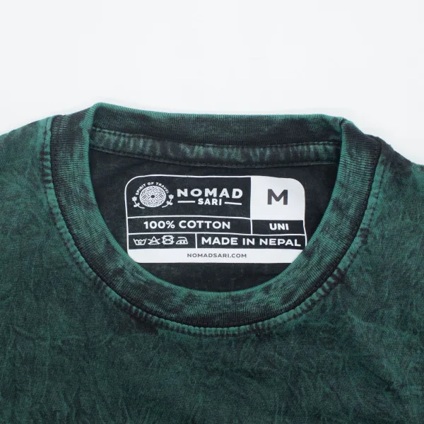 Nomad Sari Stonewash Bavlněné Tričko - Strom Života - Zelené - Střední