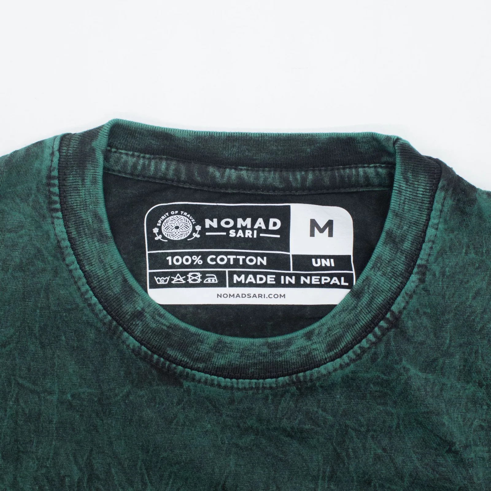 Nomad Sari Stonewash Bavlněné Tričko - Strom Života - Zelené - Střední