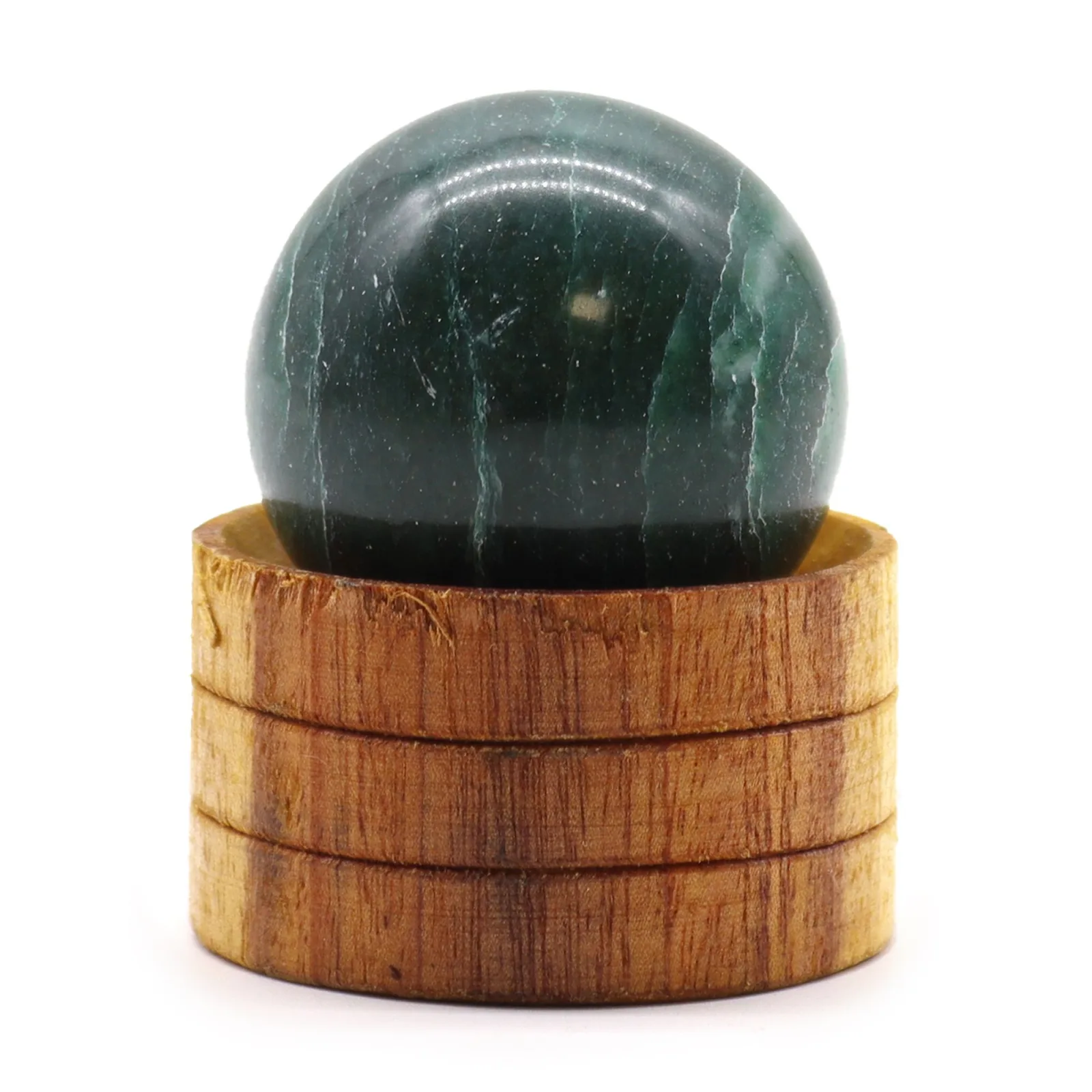 Křišťálová Koule z Drahých Kamenů 40mm - Indický Nefrit se Stojanem