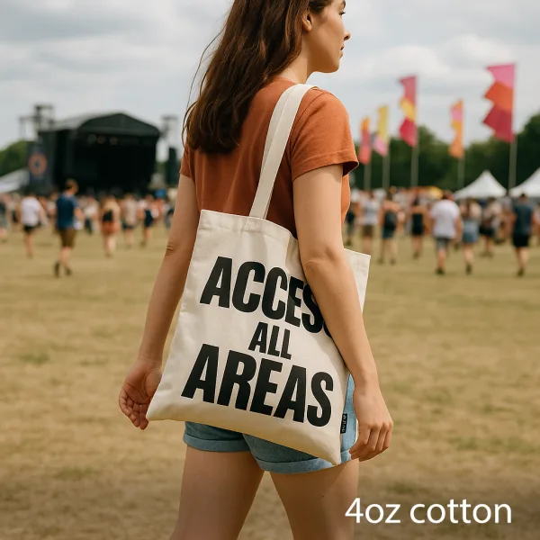 Ikonická Základní Taška - ACCESS ALL AREA - (40x36cm) - Přírodní 4oz
