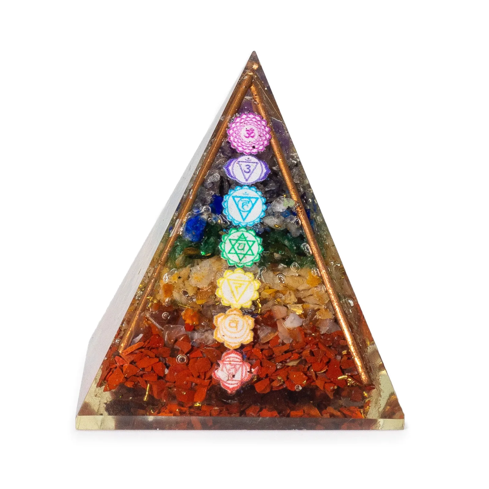 Střední Orgonitová Pyramida 7x6cm - Měděné Tyče - Kousky 7 Čaker