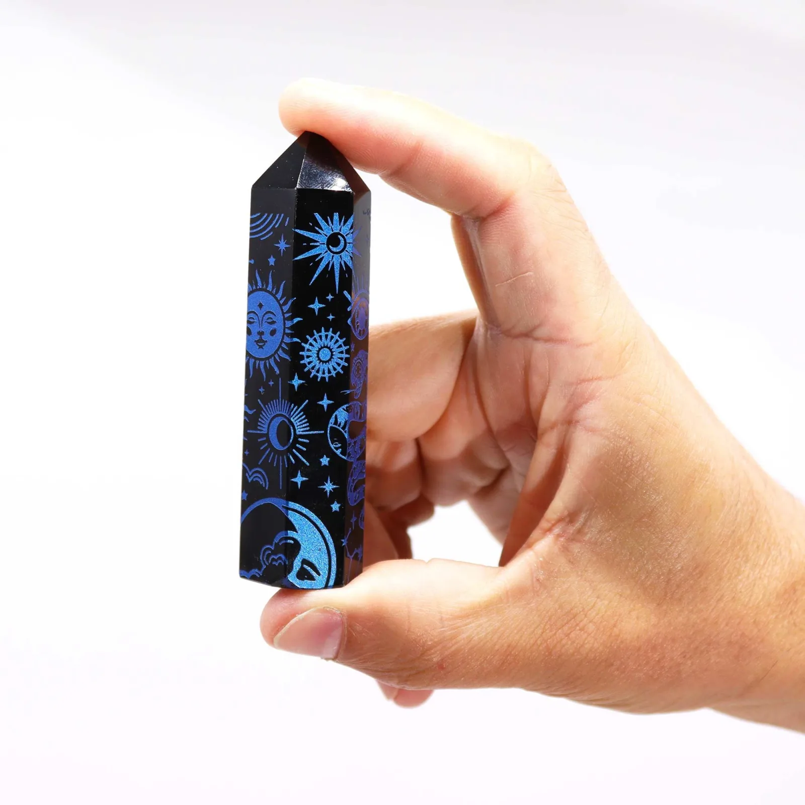 Černé Obsidiánové Hroty (cca 60-70 gm 9cm) - Mystický Příběh - Půlnoční Modrá