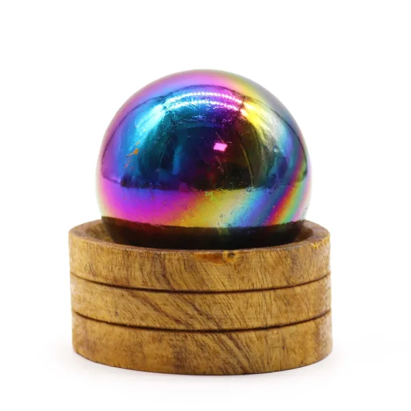 Křišťálová Koule z Drahých Kamenů 50mm - Ametyst Aura se Stojanem
