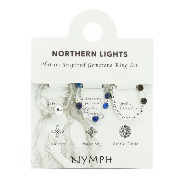Nymph Spirit Set Prstenů s Drahými Kameny - Polární Záře