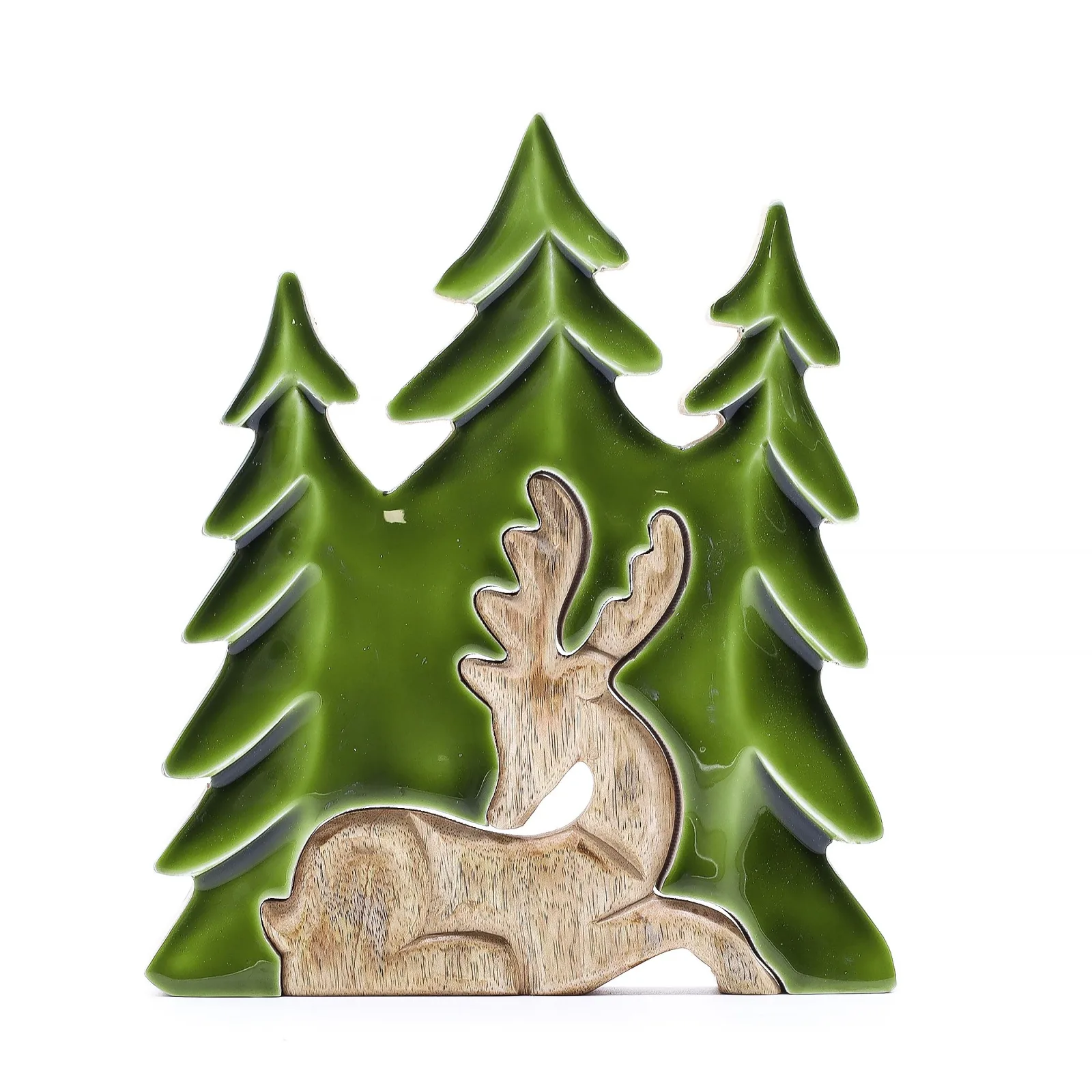 Ztraceni v Lese -  Jelen v Lese 3D - Dřevěná Dekorace 23x20cm