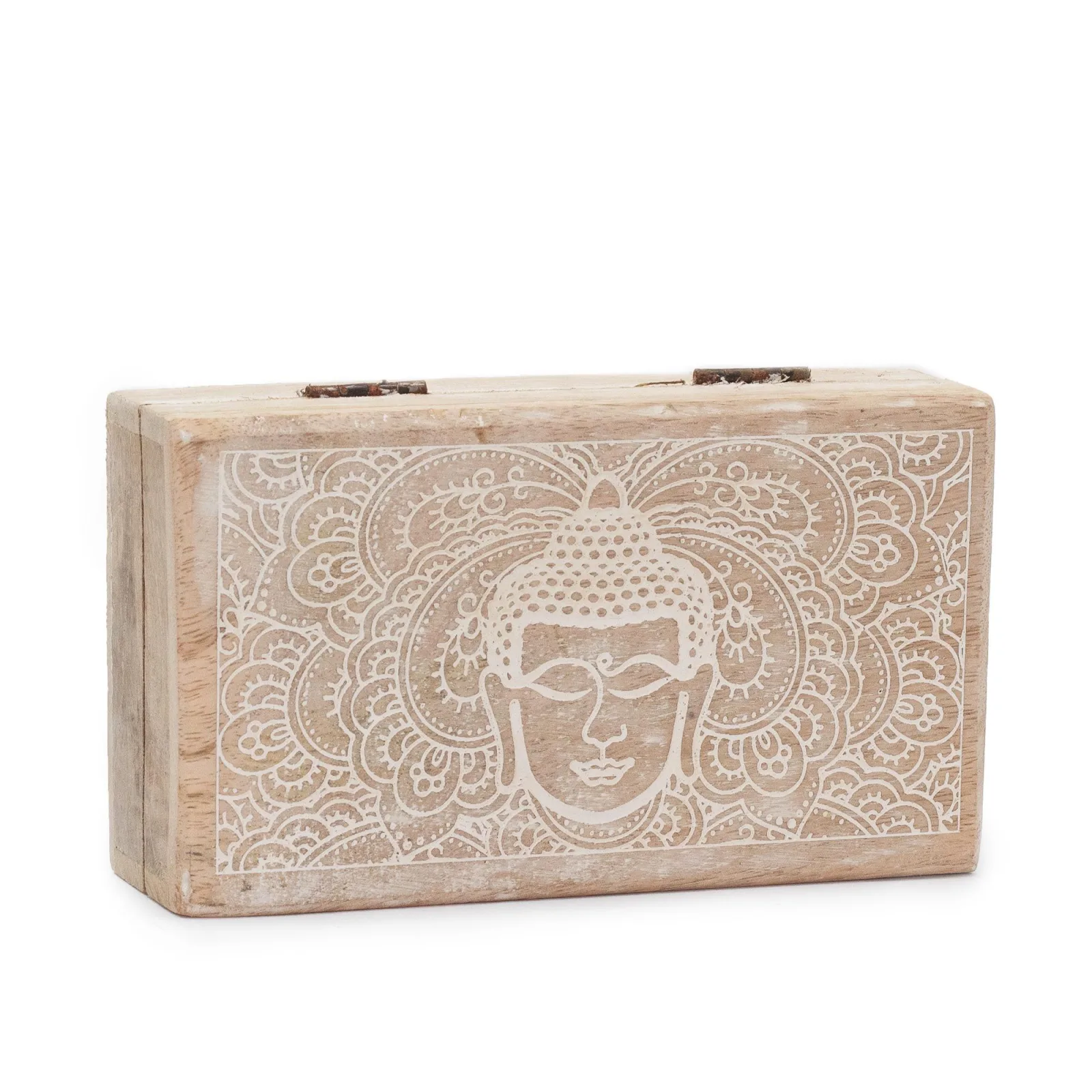 Med Čtvercová Krabička 17x10x4.2cm - Tvář Buddhy Bílá Vymývaná