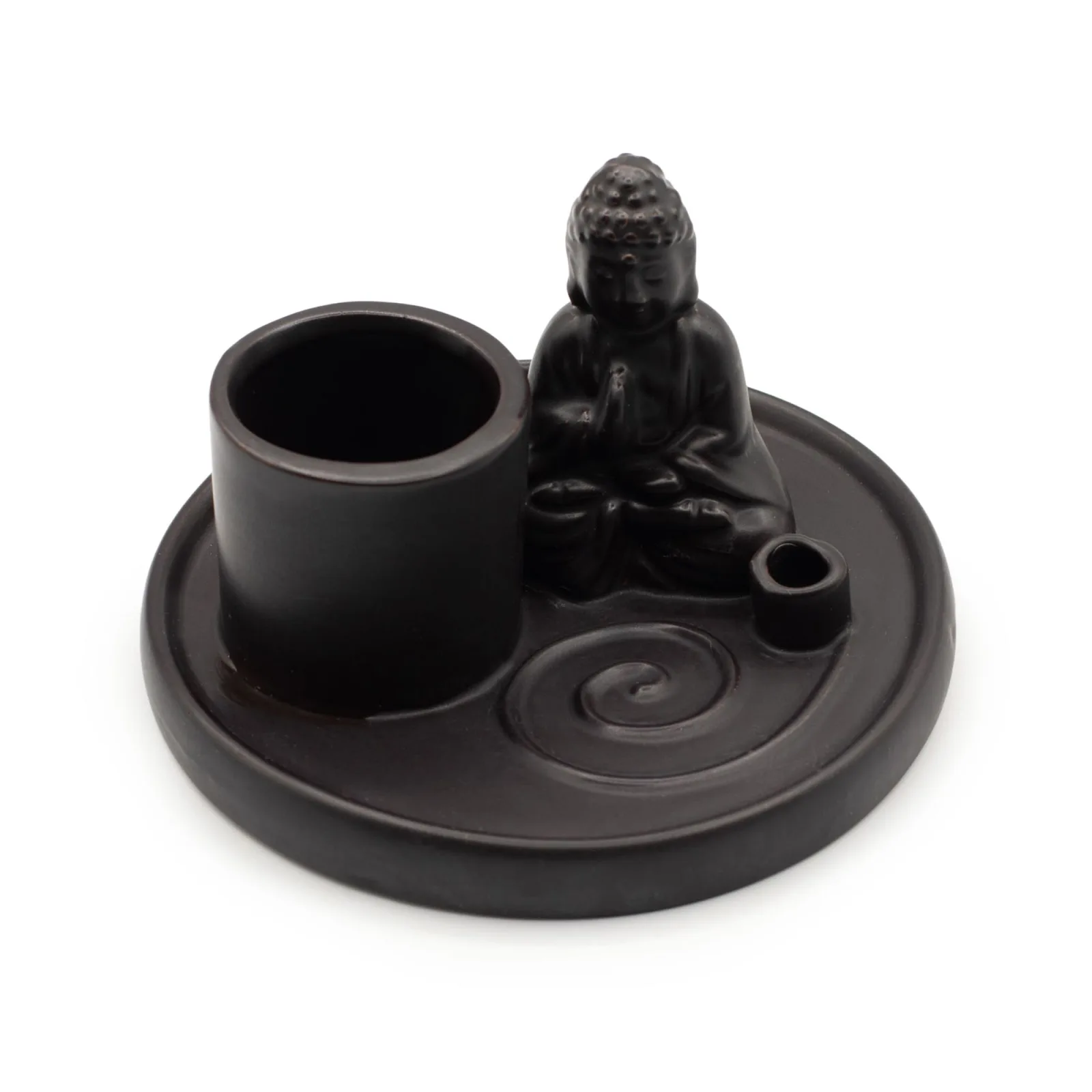 Víceúčelový Talíř pro Kadidla - Buddha - Keramická Matně Černá