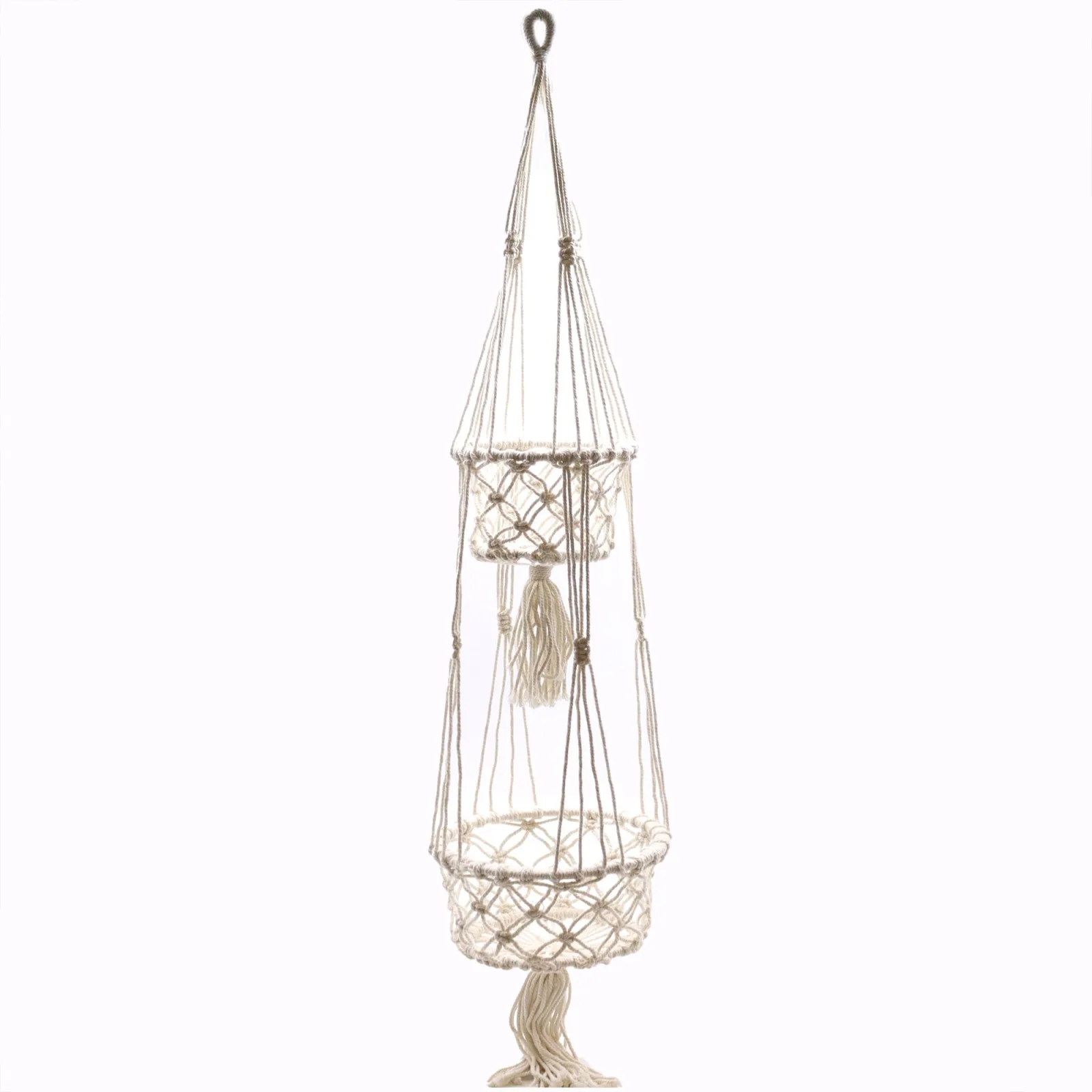 Makramé Závěs na Květináč - Dvojitý Závěs