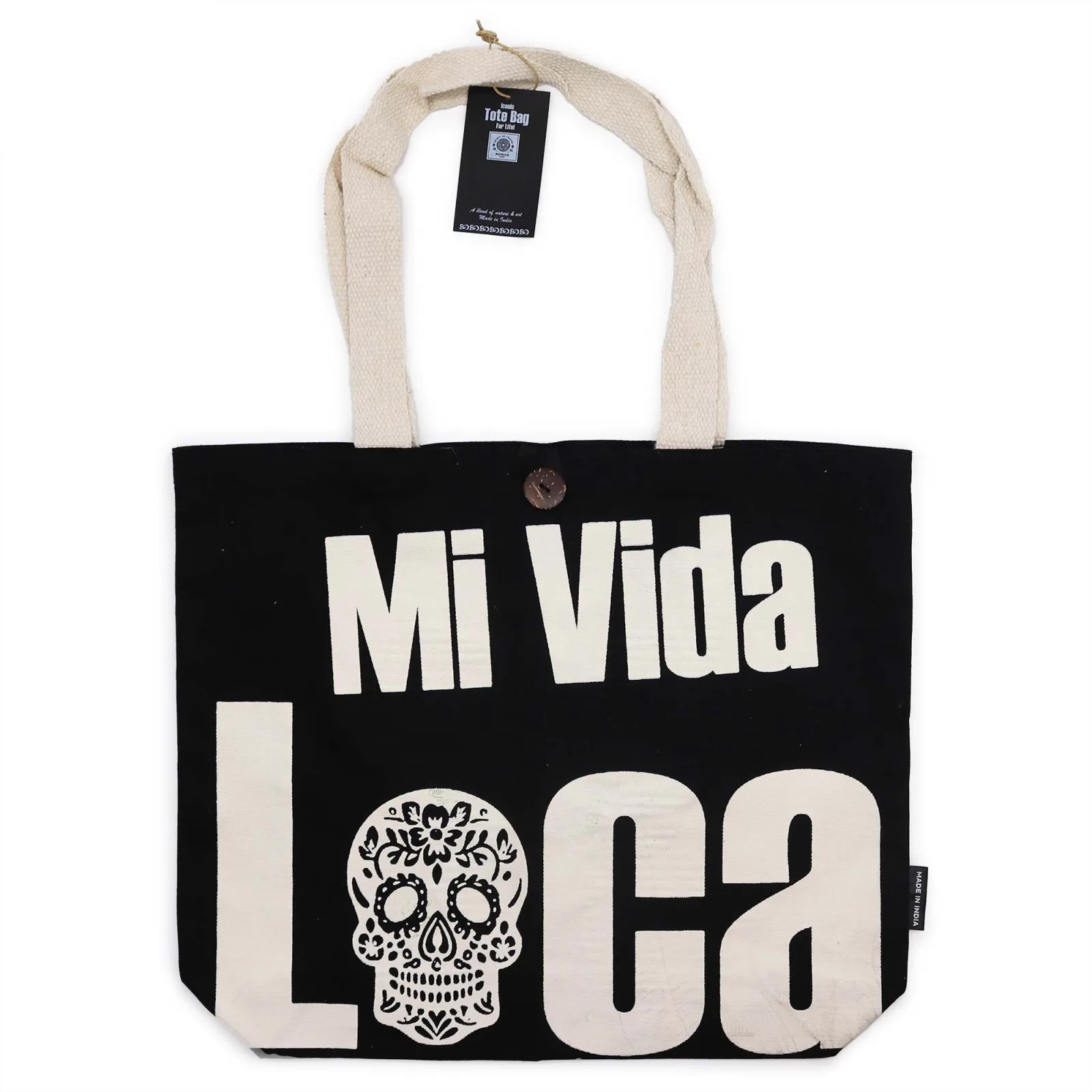 Ikonická Klasická Taška - Mi Vida Loca - Černá Přírodní 10oz (36x43x10cm)