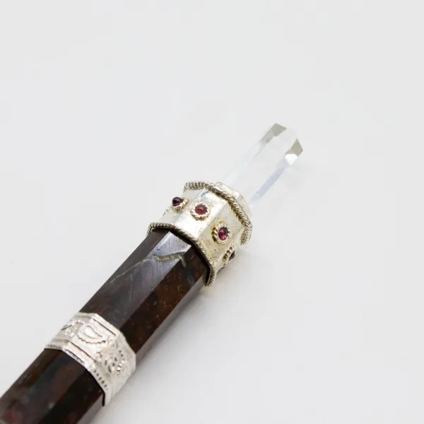 Hůlka Bloodroot Soverign - Extra dlouhá Fancy jaspis magická - Vršek krystalové koule - 26 cm