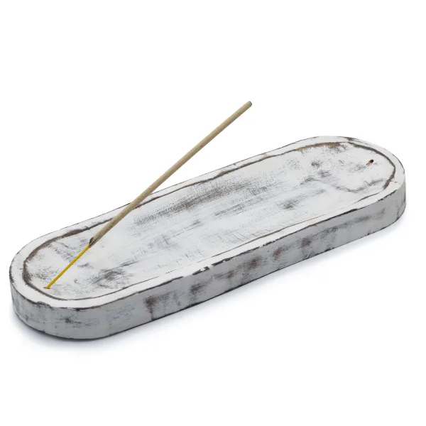 Velká Podložka na Vonné Tyčinky  30x10cm - Klasická Bílá Vymývaná