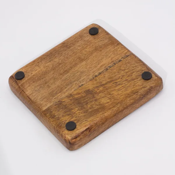 Velký Čtvercový Tác na Drobnosti 15x15x2.5cm - Hříbový Design - Kaštanový
