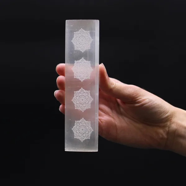 Plochý Selenitový Blok 15cm - Mandala