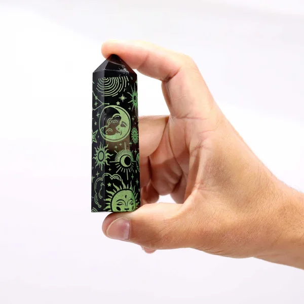 Černé Obsidiánové Hroty (cca 60-70 gm 9cm) - Mystický Příběh - Lesní Zelená