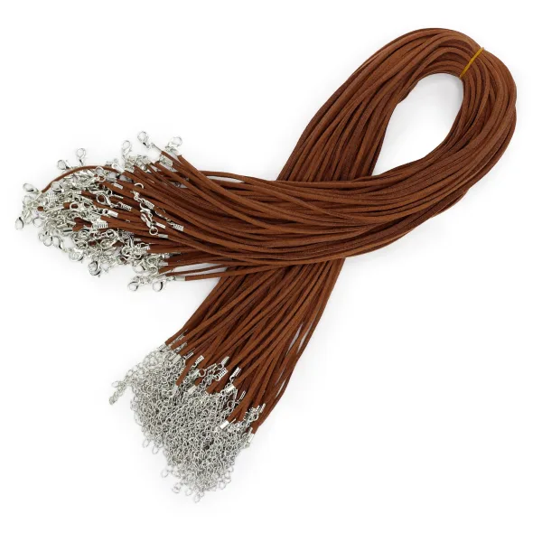 Šňůrka z Umělého Semišu se Zapínáním -  2.5mm x 55cm - Tmavě Hnědá A010