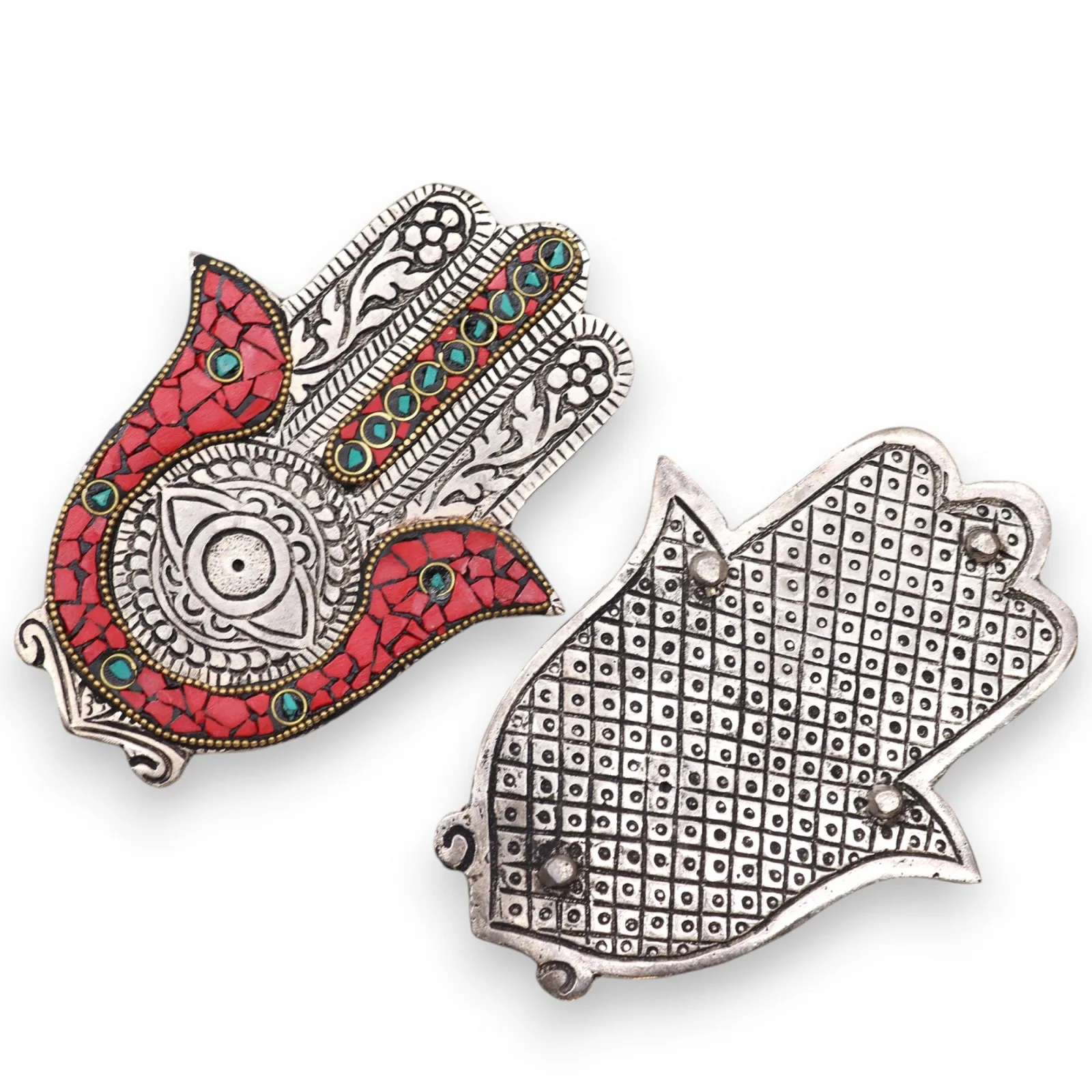 Stojan na Vonné Tyčinky - Červená & Zelená Hamsa 13x5.5cm