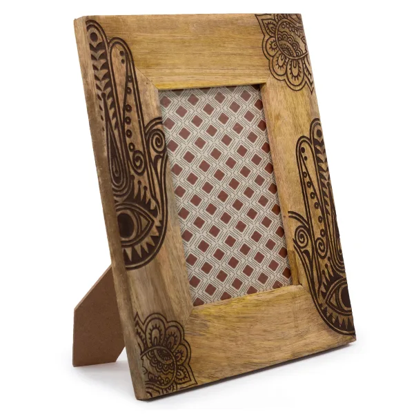 Velký Rám Obrazu z Mangového Dřeva (pro 13x18cm) 28x23x2cm - Hamsa - Černý