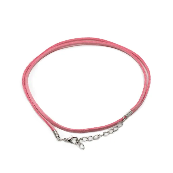 Šňůrka z Umělého Semišu se Zapínáním -  2.5mm x 55cm - Růžová A064