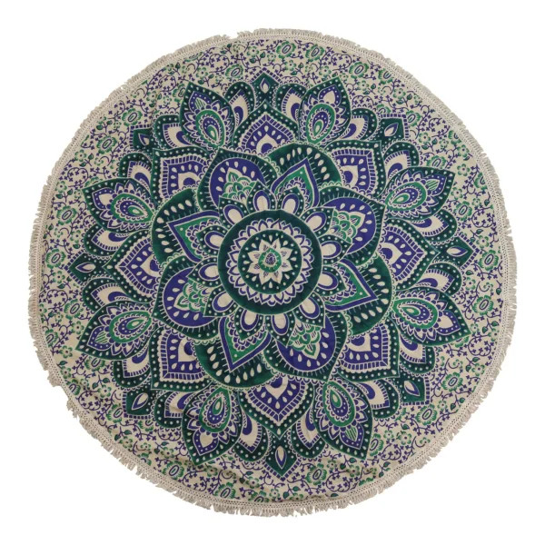 Malý Mandala Kruhový Nástěnný Závěs (130cm) - Tyrkysová a Modrá