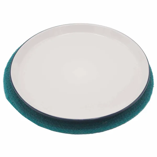 Přírodní Prostírání - Juta & Bavlna 30cm - Modrozelený Okraj