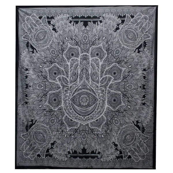 Black & White Přehoz na Postel (Dvojlůžko) - Hamsa