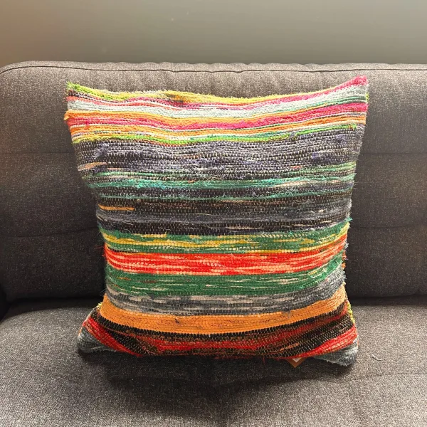 Povlečení na Polštář z Hadrovitého Koberce - 40x40cm - Naturální Zelená