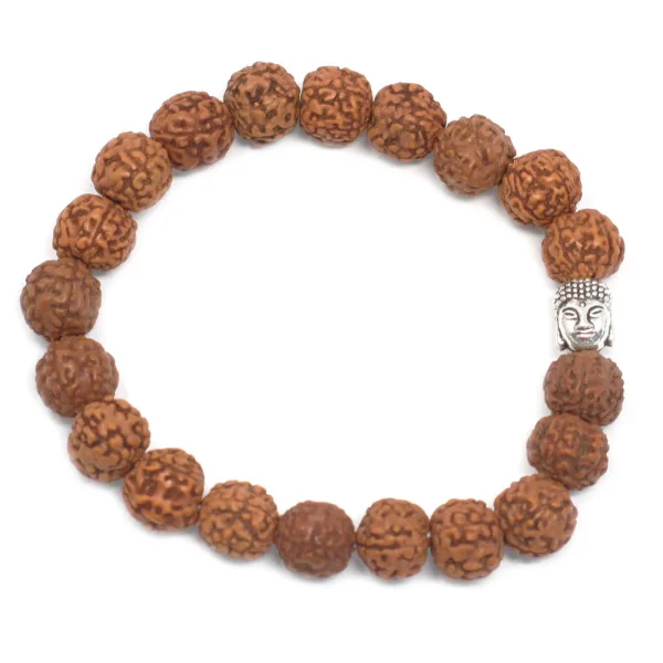 Rudraksha Buddha Mala Náramek - Hnědý