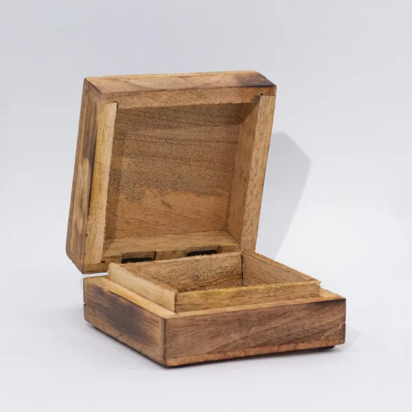 Střední Čtvercová Krabička 13.5x13.5x6cm - Hříbový Design - Modrozelený