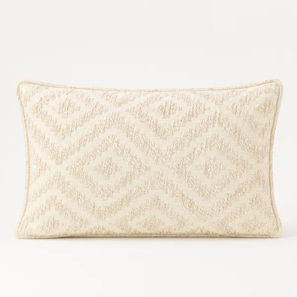 Klasický povlak na polštář - neutrální geometrický krémový vzor - 30x50 cm - Styl dřeva