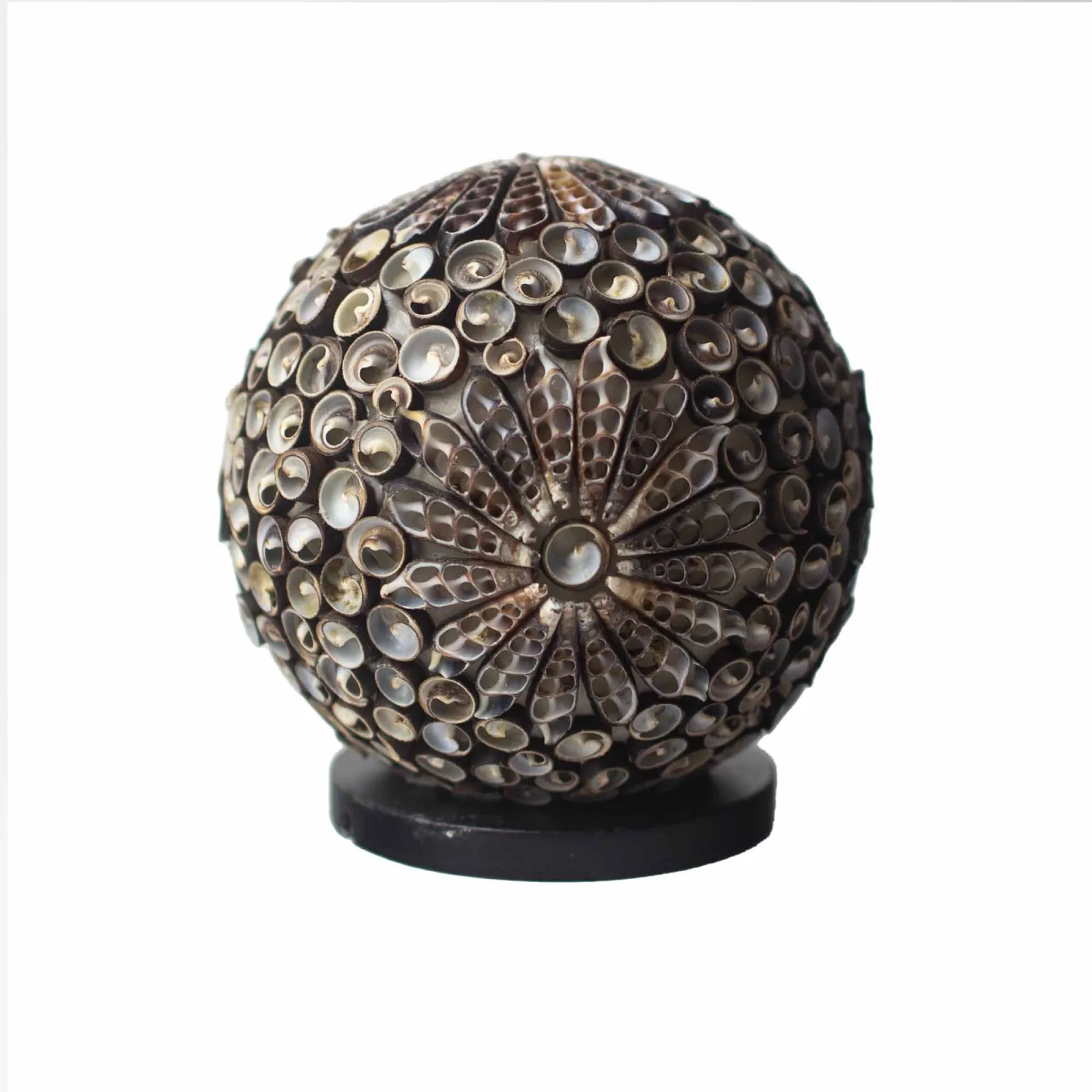 Boho Lampa z Mořských Mušlí - Glóbus Čokoládový Twist - 15cm