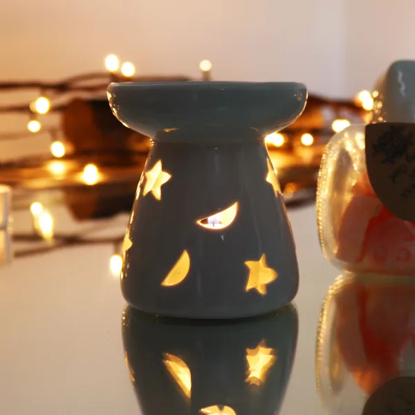 MALÁ Klasická Bílá Aroma Lampa - Měsíc a Hvězdy